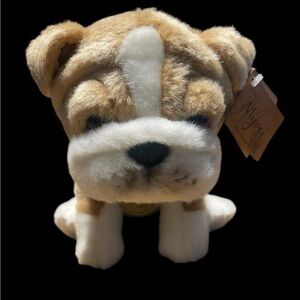 Miyoni Aurora Bulldog Plush 7” NWT – Brown & White Realistic Stuffed Puppy